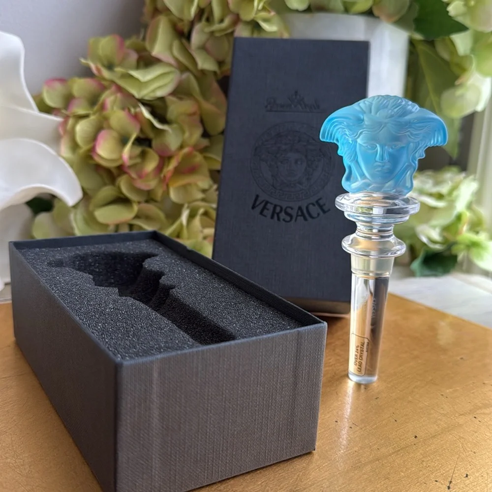 NIB! Versace Rosenthal Crystal Wine Stopper